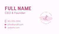 Pink Round Script Letter Business Card