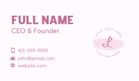 Pink Round Script Letter Business Card Design