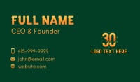 Unique Funky Number 30 Business Card