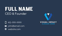 Blue Arrow Letter V Business Card Image Preview