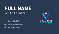 Blue Arrow Letter V Business Card Image Preview