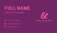 Pink Stylish Ampersand Business Card