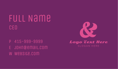 Pink Stylish Ampersand Business Card Image Preview
