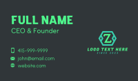 Green Hexagon Letter Z Business Card