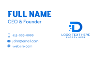 Blue Digital Pixel Letter D Business Card
