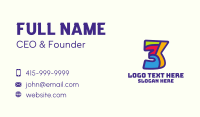 Colorful Number 3 Business Card