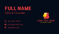 Bold Lightning Letter B Business Card Design