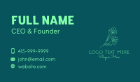 Green Flower Line Art Business Card