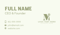 Green Flower Letter M Business Card Design