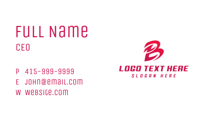 Red Business Letter B  Business Card