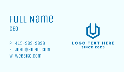 Blue Industrial Letter U  Business Card Image Preview
