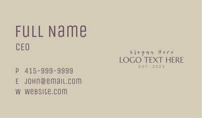 Apparel Design Wordmark Business Card