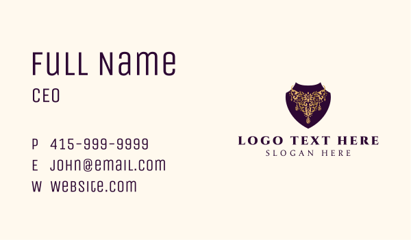 Luxury Necklace Jewelry Business Card Design