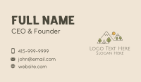 Monoline Mountain Camping Scene Business Card