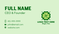 Green Lucky Clover  Business Card Design